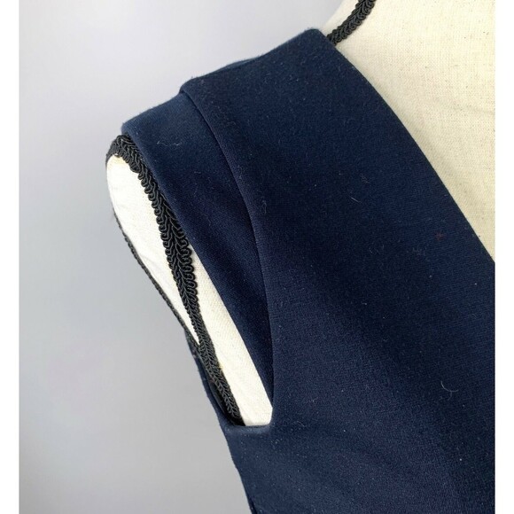 Banana Republic Sleeveless Sheath Dress Women O Navy Faux Leather Front Detail - Picture 4 of 12